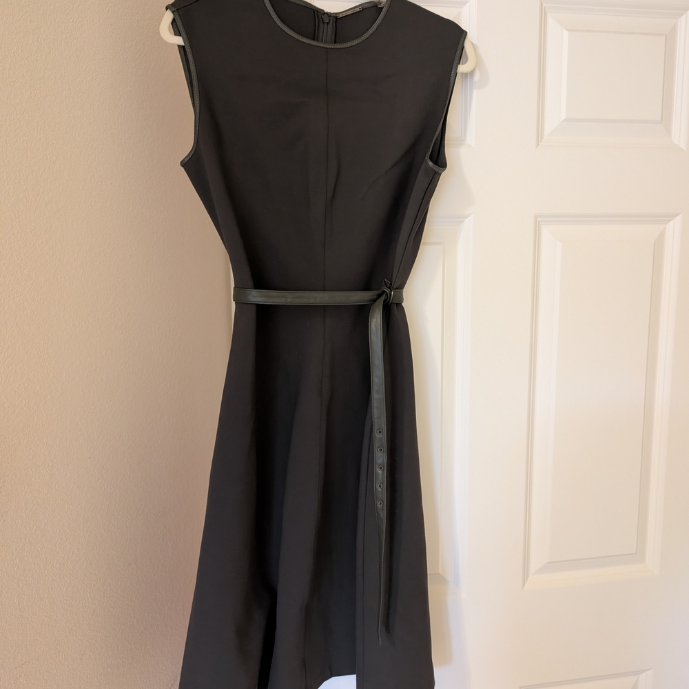 Elie Tahari Charcoal Sleeveless Midi Dress